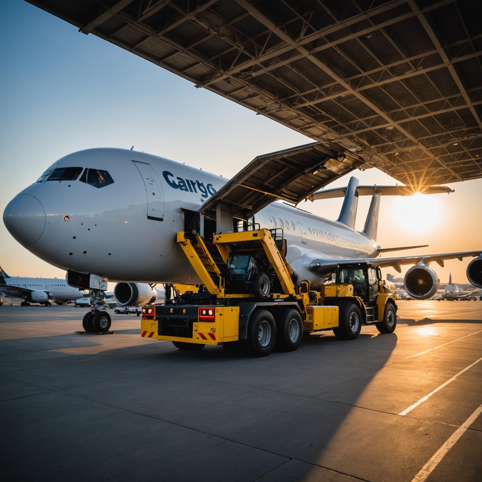 Air cargo being loaded at airport freight terminal
