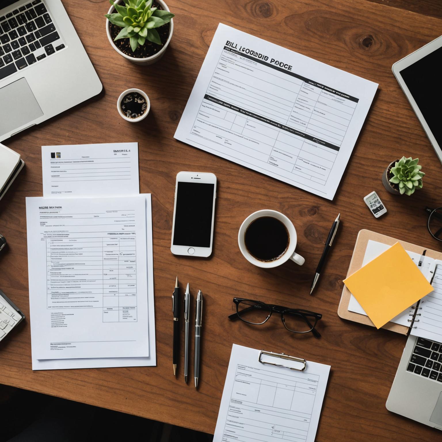 Shipping documents on office desk