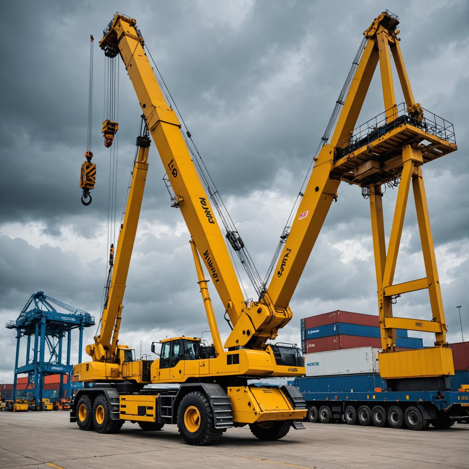 Heavy-lift crane loading oversized cargo at port