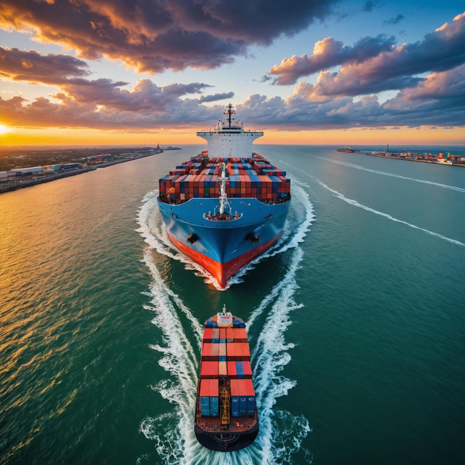 Container vessel departing Australian port