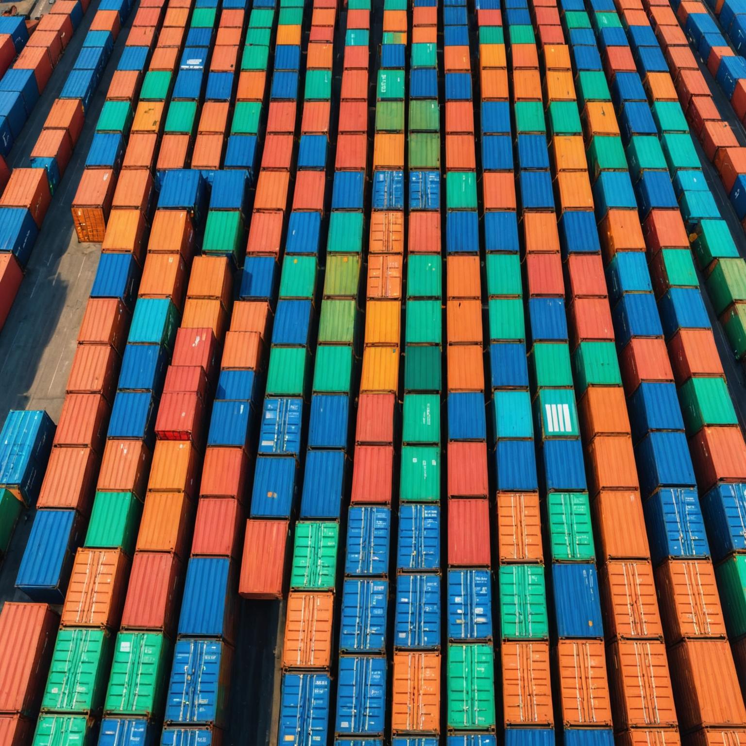 Stacked shipping containers at freight terminal