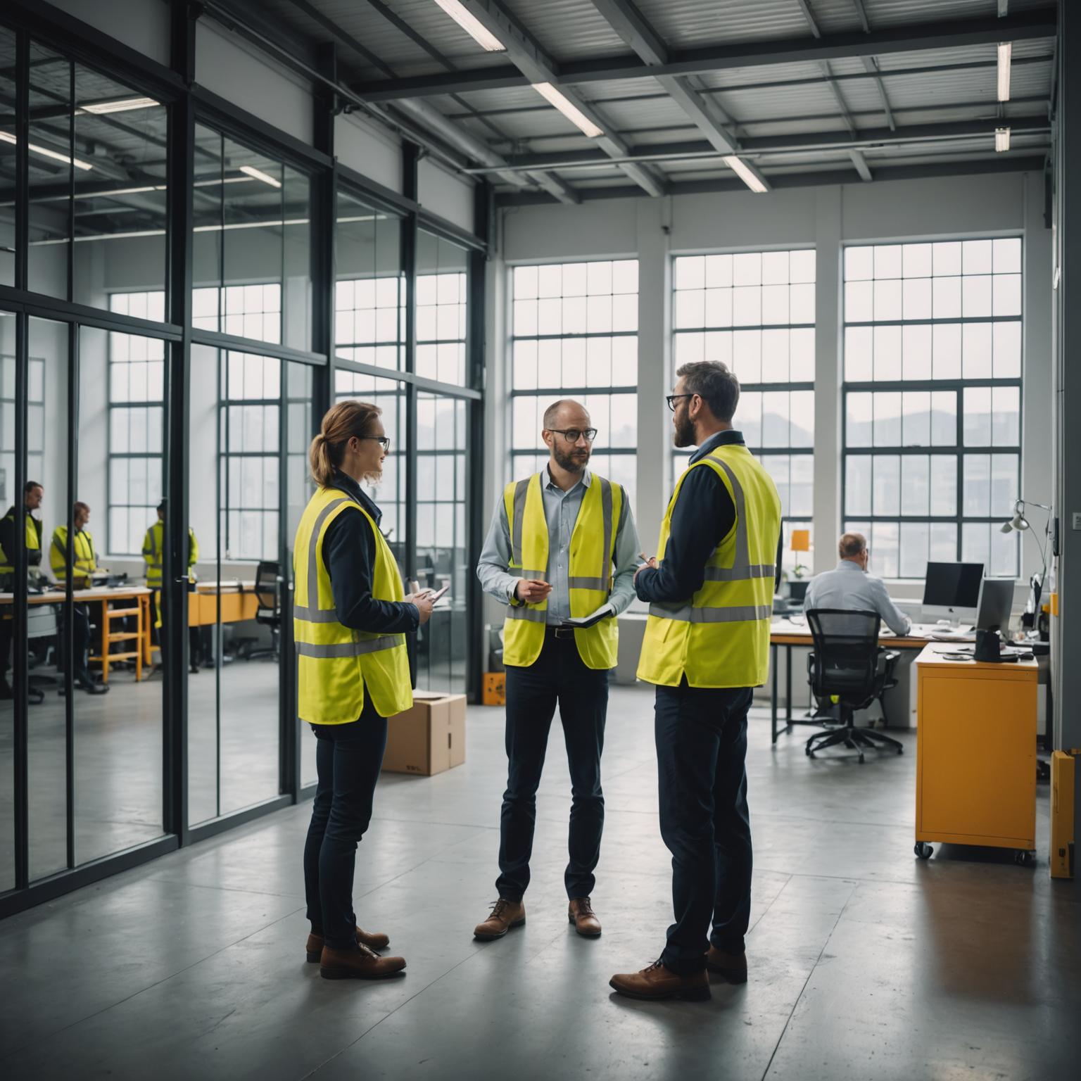 MoveHaul team meeting in warehouse facility