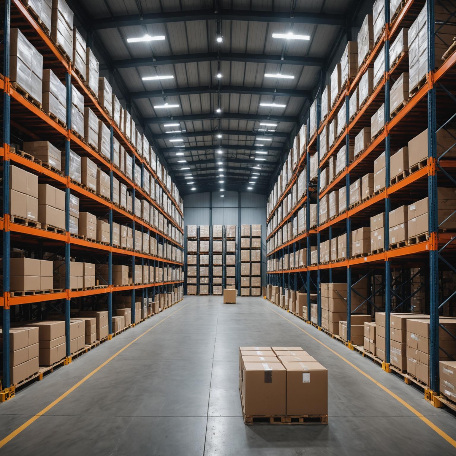 Organised warehouse interior with pallet racking